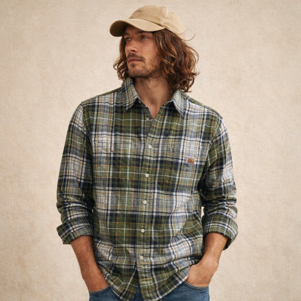 Carhartt Rugged Flex Plaid Button Down Shirt Dark Bronzed Green NWT Sz M